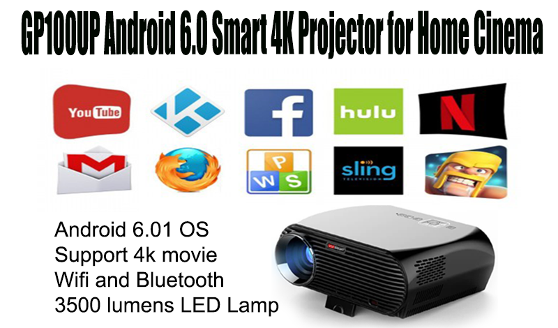 XElectron GP100UP Android 6.0 Smart 4K Projector for Home Cinema