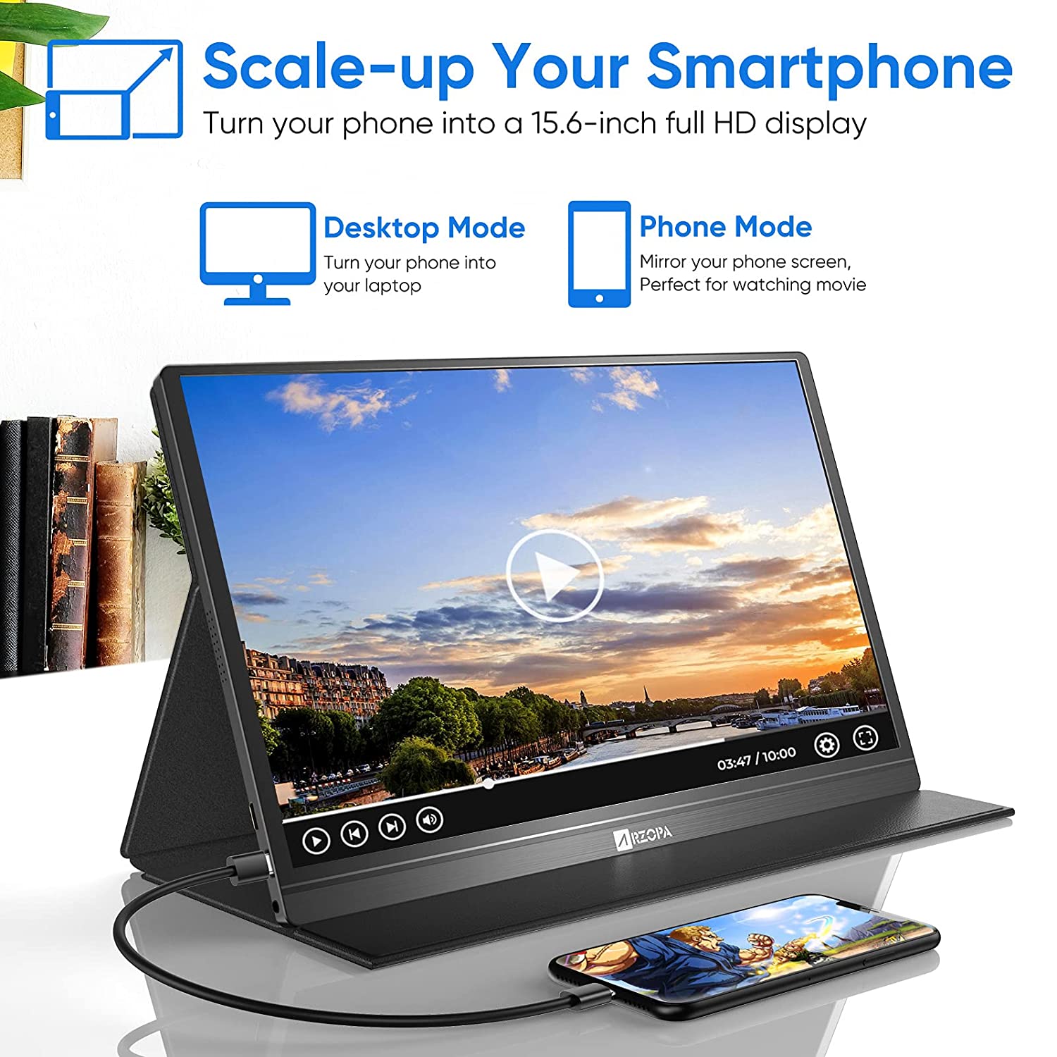 Arzopa S1 Table Black 15.6 Inch Frameless 1080P Full HD Portable