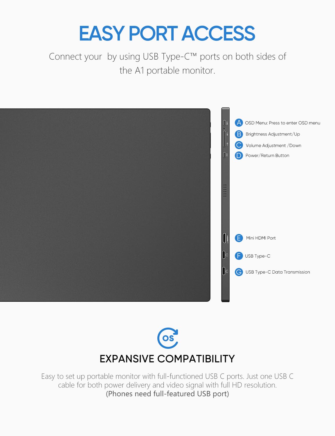 Arzopa 15.6 inch IPS  FHD HDR 1080P Resolution 100% SRGB 300 Nits Portable Monitor - Image 5