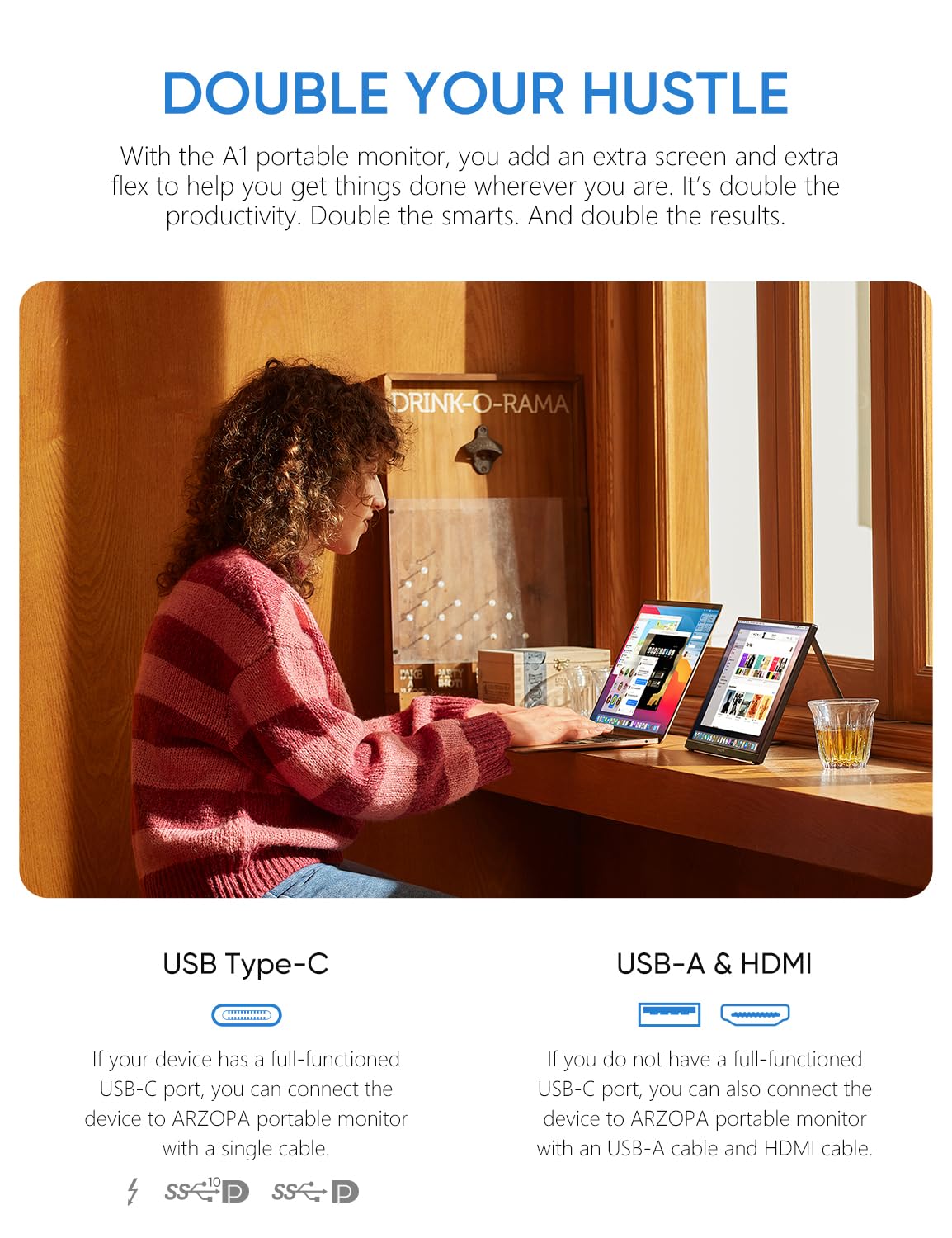 Arzopa 15.6 inch IPS  FHD HDR 1080P Resolution 100% SRGB 300 Nits Portable Monitor - Image 4