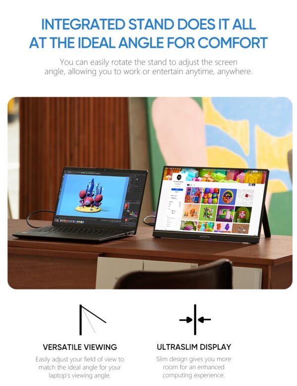 Arzopa 15.6 inch IPS  FHD HDR 1080P Resolution 100% SRGB 300 Nits Portable Monitor - Image 3