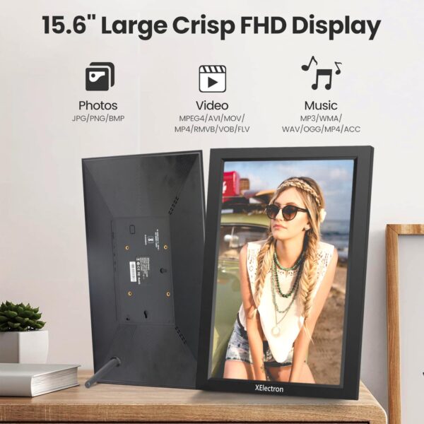 XElectron 15.6 Inch Large Digital Picture Frame, WiFi Digital Photo Frame with 16GB Storage and SD Card Slot/USB Port, 1920x1080 IPS FHD Touch Screen - Gift for Friends and Family - Image 3