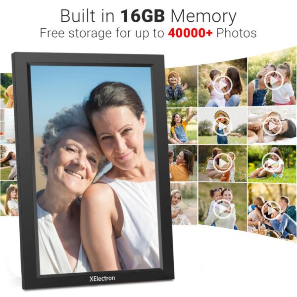 XElectron 15.6 Inch Large Digital Picture Frame, WiFi Digital Photo Frame with 16GB Storage and SD Card Slot/USB Port, 1920x1080 IPS FHD Touch Screen - Gift for Friends and Family - Image 2