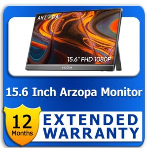 Arzopa 15.6 Inch Portable Monitor 1 Year Extended Warranty