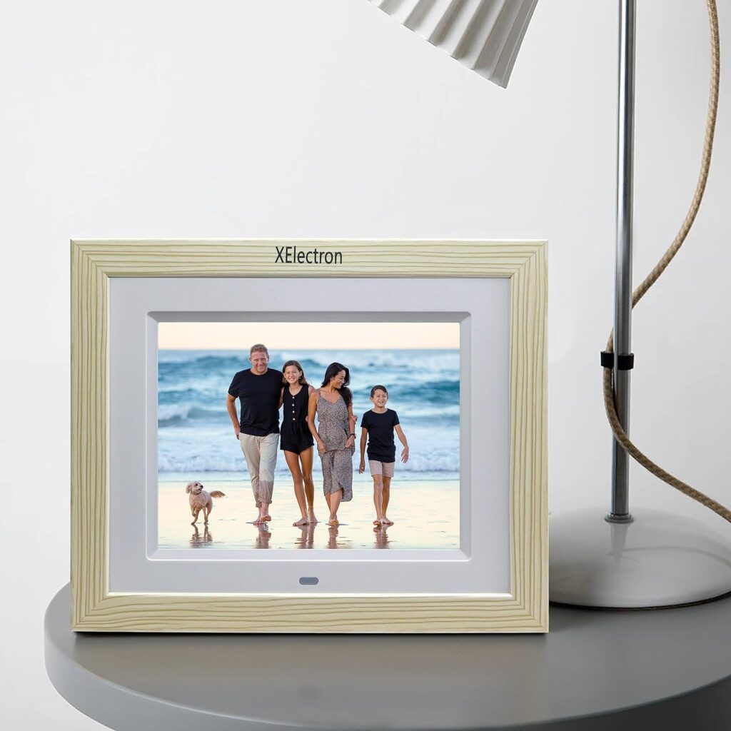 8 inch IPS White Wood Digital Photo Frame with 1080P Resolution XElectron