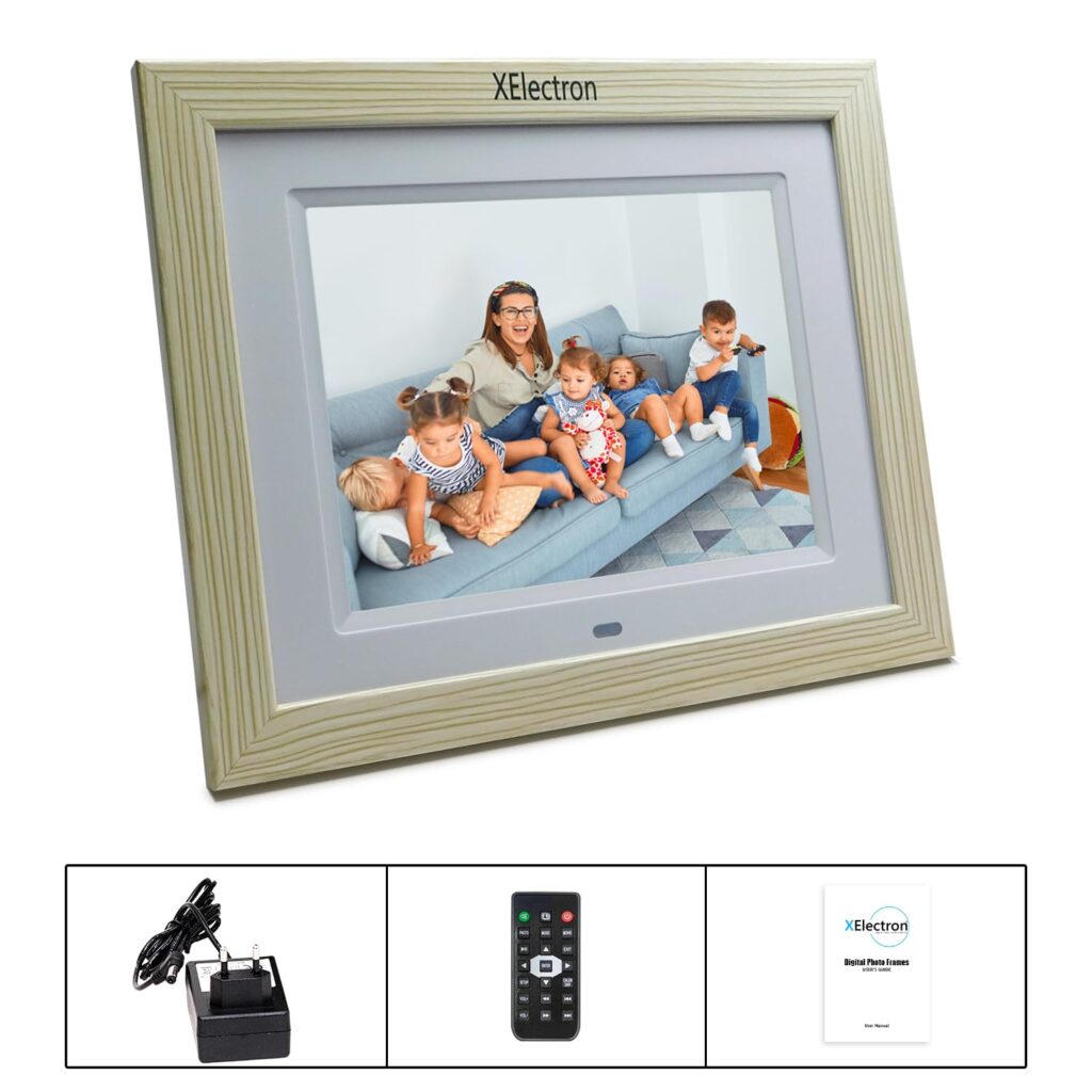 8 inch IPS White Wood Digital Photo Frame with 1080P Resolution XElectron