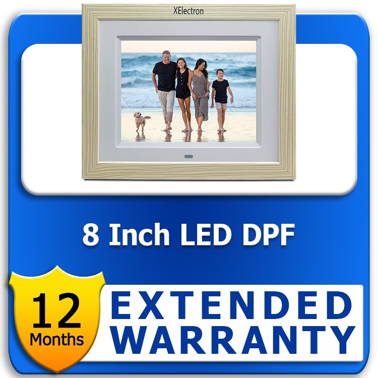 8 Inch Wooden Digital Photo Frame 1 year Extended Warranty