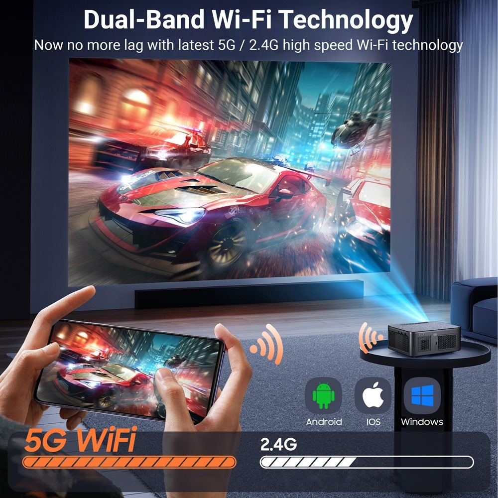 XElectron iProjector 1 Plus Digital Focus Auto Keystone Smart Projector | Native 1080P Full HD 4K Resolution, HDMI ARC, Android 12, BT 5.4, WiFi, Dust Proof | 20000 Lumens | Projector for Home - Image 2