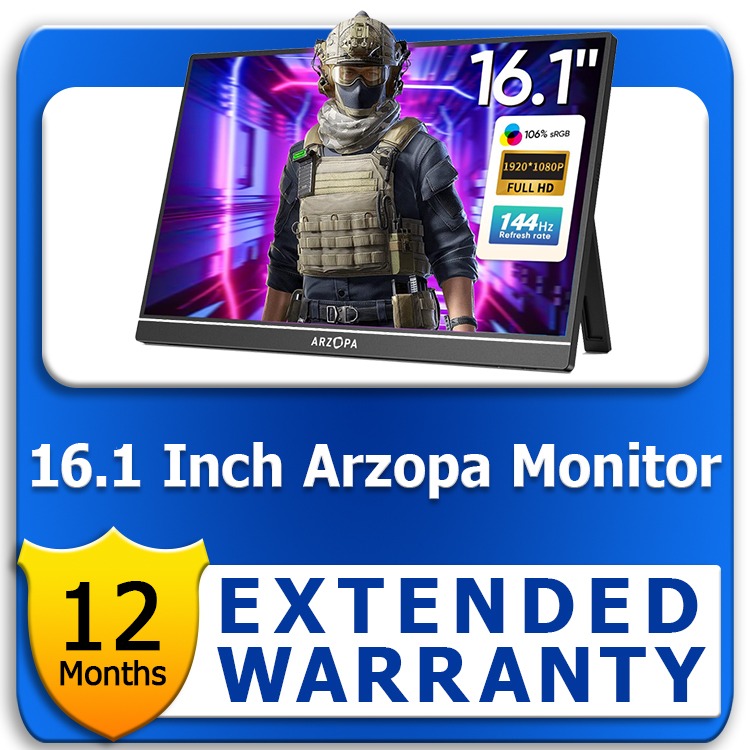 ARZOPA 16.1 Inch Portable Monitor 1 Year Extended Warranty