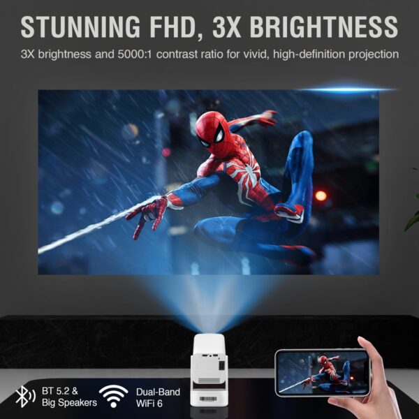 XElectron Techno Android 13 Smart Projector, 3X Brighter, 4X Louder, Remote Focus, 1080P & 4K Support, Rotatable Design, Auto & 4D Keystone with Netflix, Prime, YouTube, etc, WiFi 6 & BT, 720P Native - Image 5