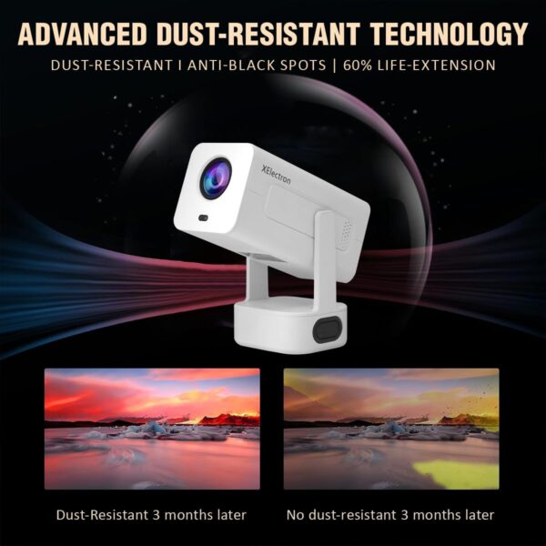 XElectron Techno Plus Android 13 Smart Projector, 3X Brighter, 4X Louder, Auto Focus, 4K Support, Rotatable Design, Auto & 4D Keystone with Netflix, Prime, YouTube, etc, WiFi 6 & BT, 1080P Native - Image 2