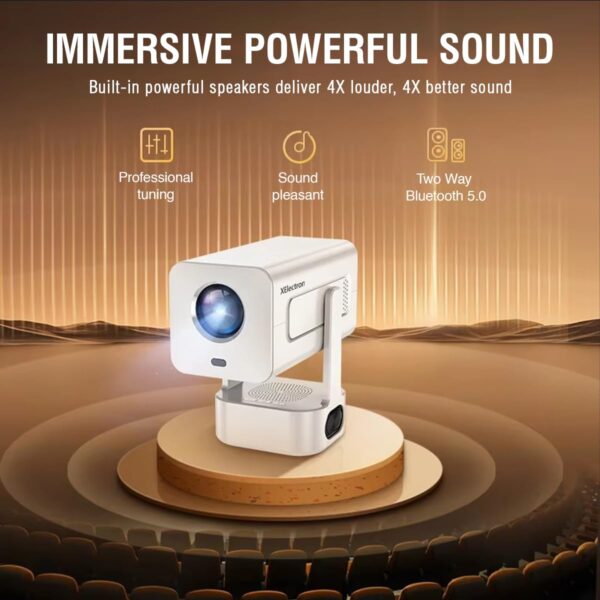 XElectron Techno Plus Android 13 Smart Projector, 3X Brighter, 4X Louder, Auto Focus, 4K Support, Rotatable Design, Auto & 4D Keystone with Netflix, Prime, YouTube, etc, WiFi 6 & BT, 1080P Native - Image 9