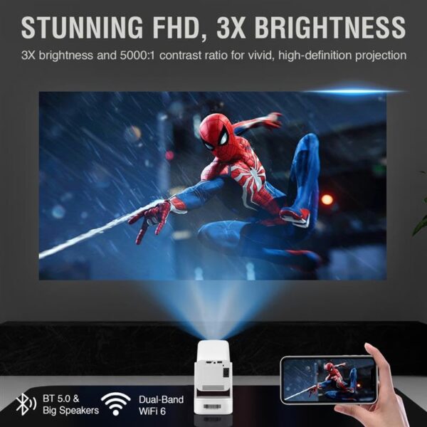 XElectron Techno Plus Android 13 Smart Projector, 3X Brighter, 4X Louder, Auto Focus, 4K Support, Rotatable Design, Auto & 4D Keystone with Netflix, Prime, YouTube, etc, WiFi 6 & BT, 1080P Native - Image 8