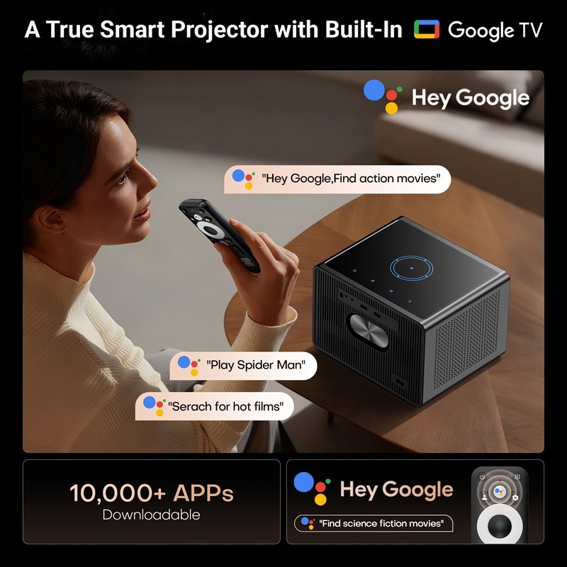 XElectron iProjector 3 Plus | Official Google TV | Dust Proof | Brightest 2500 ANSI, Native 1080p Smart Projector 4k Ultra HD for Home | Auto Focus & Keystone, HDMI ARC, WiFi 5 & BT, Screen Mirroring - Image 7