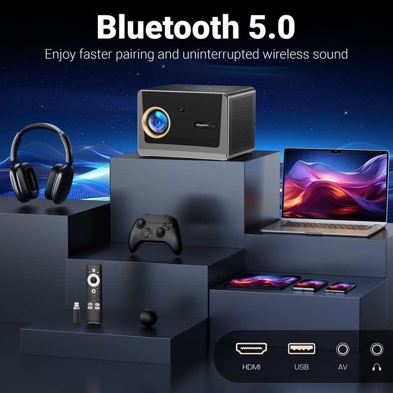 XElectron iProjector 3 Plus | Official Google TV | Dust Proof | Brightest 2500 ANSI, Native 1080p Smart Projector 4k Ultra HD for Home | Auto Focus & Keystone, HDMI ARC, WiFi 5 & BT, Screen Mirroring - Image 6