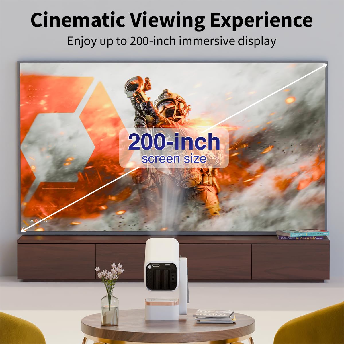 XElectron Techno Plus Android 14 Smart Home Projector for room, 1080P native, 4K Support, Inbuilt Speaker, Rotatable, Electric Focus, Auto & 4P Keystone with Built-in Apps, WiFi & BT, Screen Mirroring - Image 2