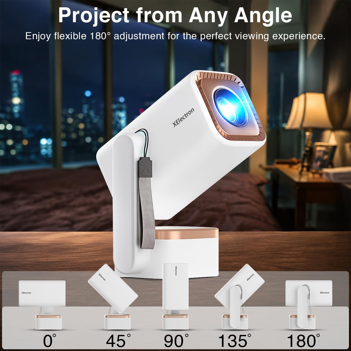 XElectron Techno Plus Android 14 Smart Home Projector for room, 1080P native, 4K Support, Inbuilt Speaker, Rotatable, Electric Focus, Auto & 4P Keystone with Built-in Apps, WiFi & BT, Screen Mirroring - Image 6