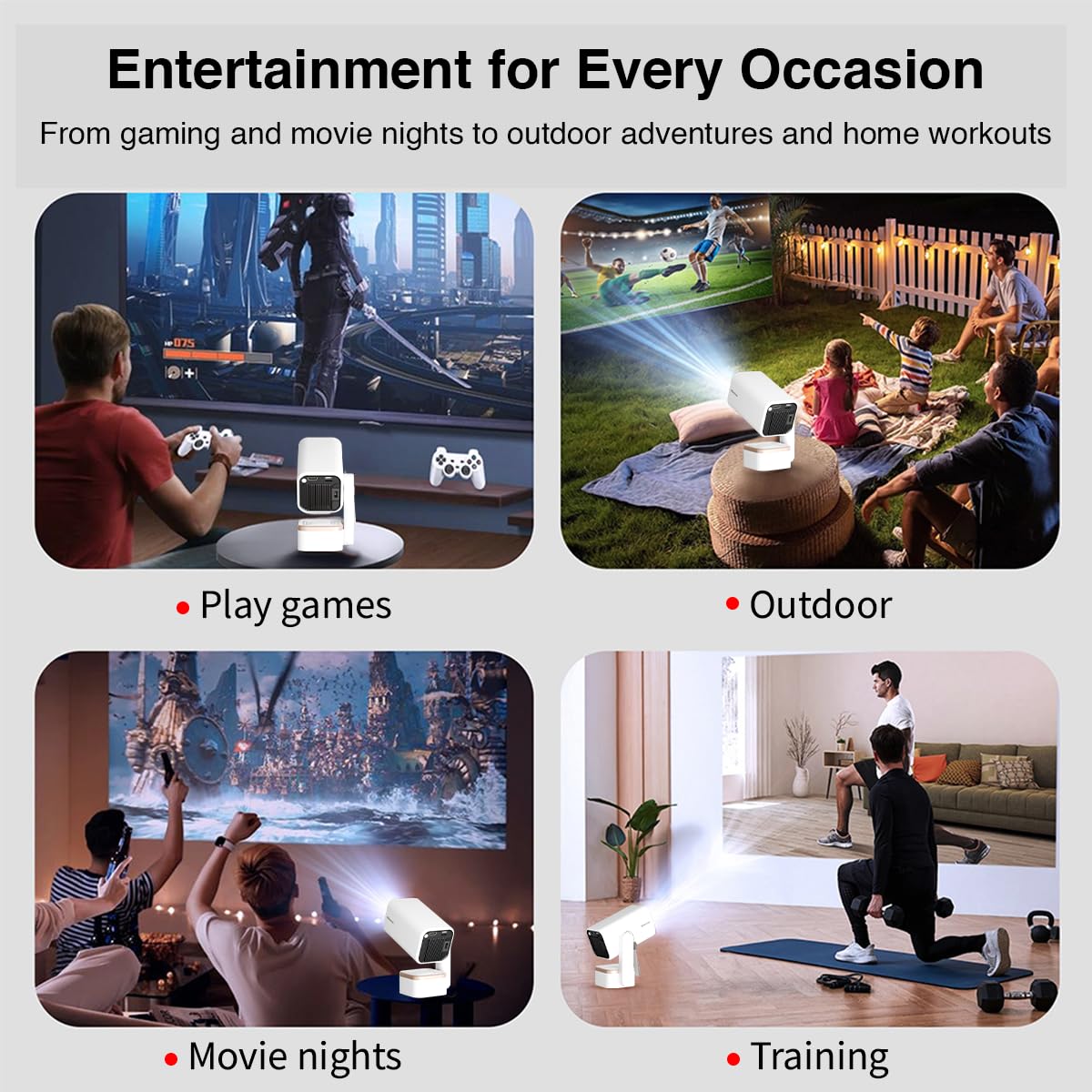 XElectron Techno Plus Android 14 Smart Home Projector for room, 1080P native, 4K Support, Inbuilt Speaker, Rotatable, Electric Focus, Auto & 4P Keystone with Built-in Apps, WiFi & BT, Screen Mirroring - Image 4