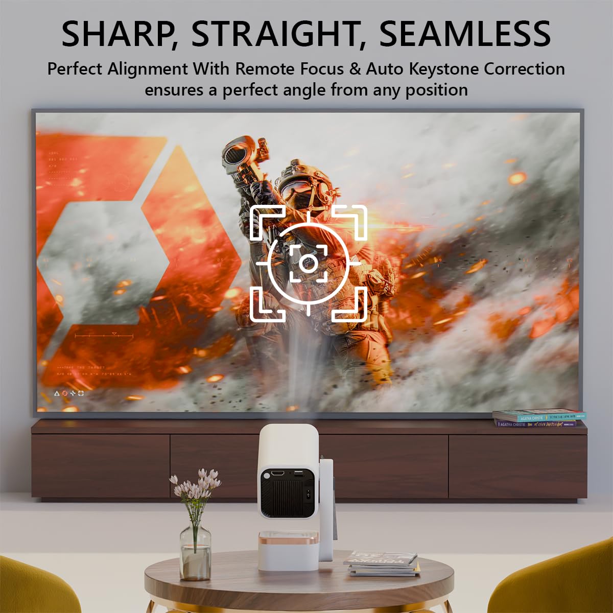 XElectron Techno Plus Android 14 Smart Home Projector for room, 1080P native, 4K Support, Inbuilt Speaker, Rotatable, Electric Focus, Auto & 4P Keystone with Built-in Apps, WiFi & BT, Screen Mirroring - Image 9